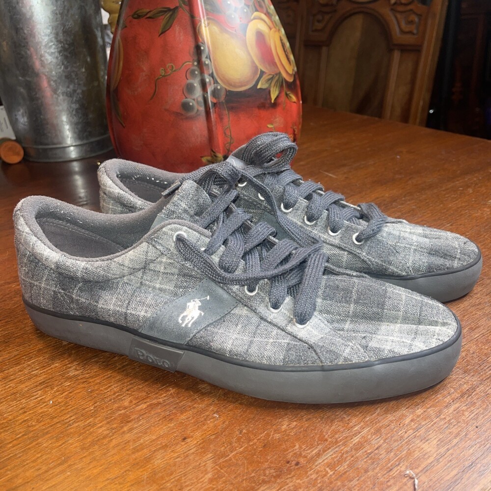 Polo Charcoal Flannel Plaid Men’s 816106045 Sneakers Shoes Size 13D